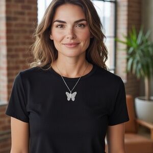 New Indio Jewelry Silver Mesh Butterfly Sterling Silver Necklace #7037